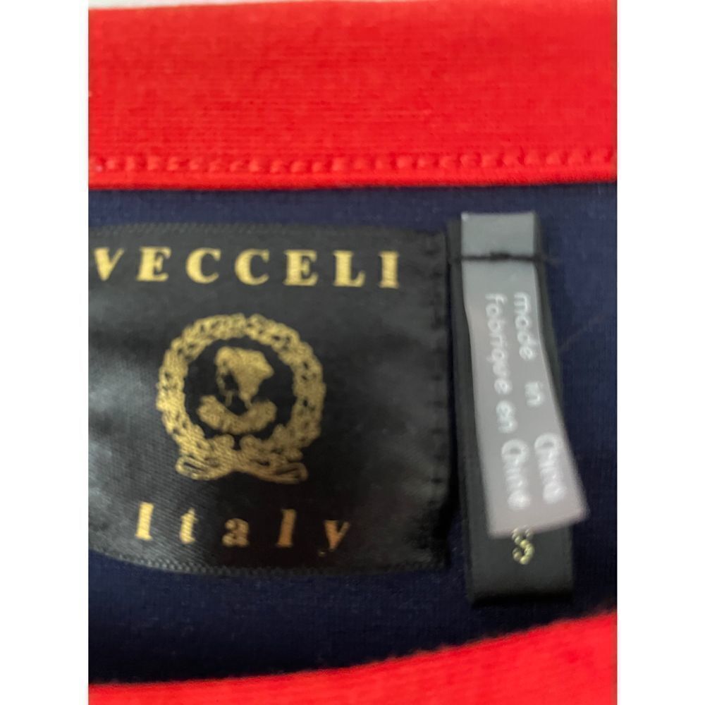 Vecceli Italy navy and red long sleeve top w/pearl buttons - Picture 2 of 5